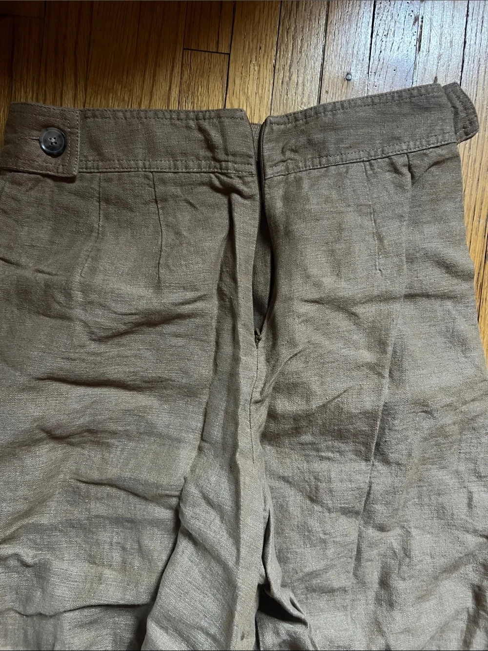 Banana Republic Wide-Leg Linen-Blend Pants in Taupe Brown